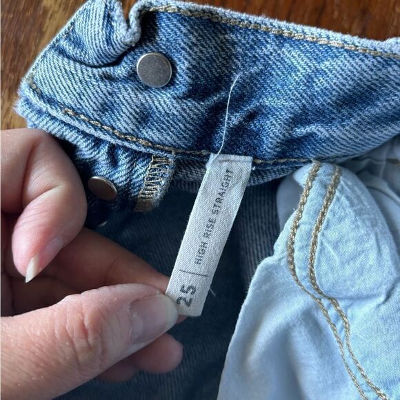 Pacsun high rise straight button fly light wash jeans size 25 100% cotton - Picture 4 of 9